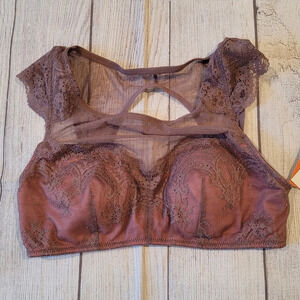 Gilligan & O'malley Cap Sleeve Lace Bralette Wirefree Comfort •Size Small• NEW